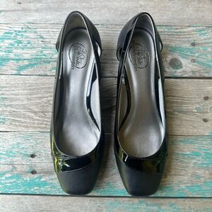 LifeStride Grandeur Wedge Heels Women's 9M US Black Faux Leather Shoes Slip-On
